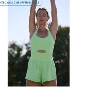 Free People Neon Green Cutout Athletic Romper